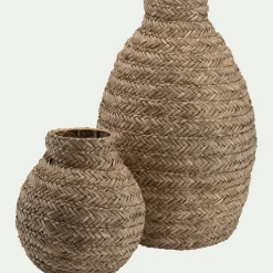 Grand vase en jonc de mer tressé H60cm - naturel
