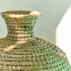 Grand vase en jonc de mer tressé H33cm - naturel