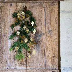 Guirlande de Noël en feuilles en laiton L183cm - doré