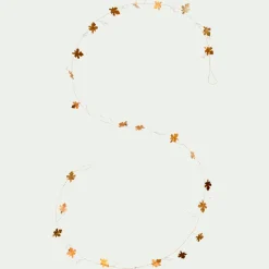 Guirlande de Noël en feuilles en laiton et perles L183cm - doré