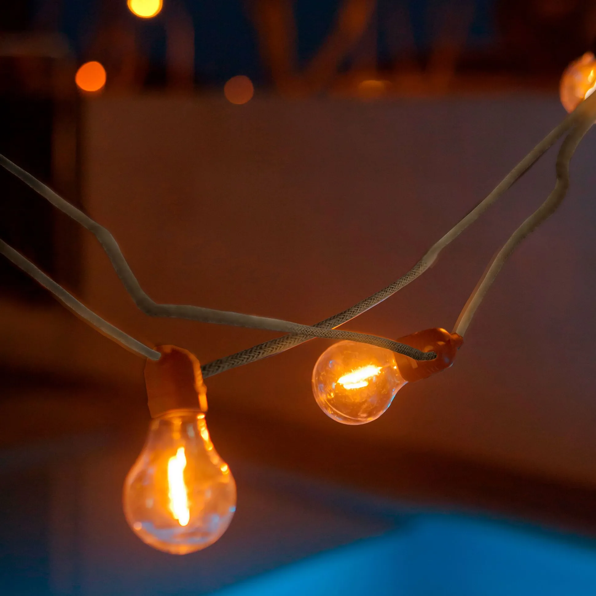 Guirlande électrique avec câble en jute 10 ampoules 8m - naturel