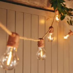 Guirlande lumineuse solaire en jute - naturel 8m