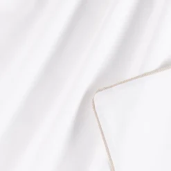 Housse de couette en percale de coton 260x240cm liseré tressé beige alpilles - blanc
