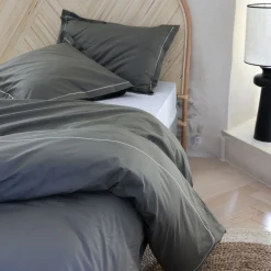 Housse de couette en percale de coton 240x220cm - vert cèdre