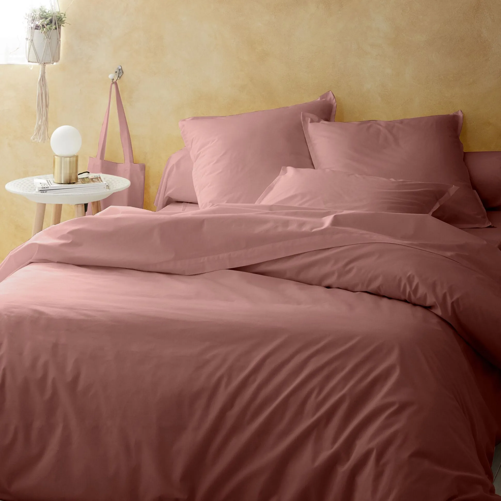 Housse de couette en percale de coton 240x220cm - brun rhassoul