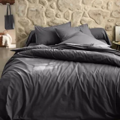 Housse de couette en percale de coton - gris ardoise 240x220cm