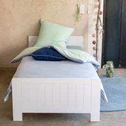 Housse de couette enfant bicolore 140x200cm et 1 taie d'oreiller 63x63cm - bleu