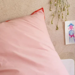 Housse de couette enfant 140x200cm et 1 taie d'oreiller 63x63cm en coton - rose