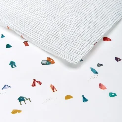 Housse de couette enfant 120x140cm et 1 taie d'oreiller 35x45cm - motifs cabanes