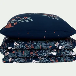 Housse de couette enfant 140x200cm et 1 taie d'oreiller 63x63cm - motifs bosquet nuit
