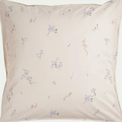 Housse de couette enfant 140x200cm et 1 taie d'oreiller 63x63cm motif floral en coton - beige ficelle