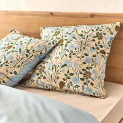Housse de couette 240x220cm et 2 taies d'oreiller 63x63cm en percale de coton motif floral - bleu