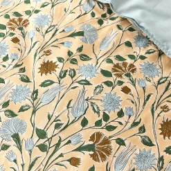 Housse de couette 240x220cm et 2 taies d'oreiller 63x63cm en percale de coton motif floral - bleu