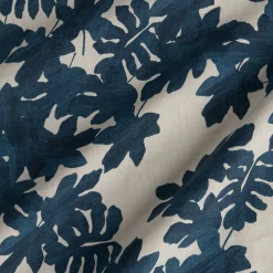 Housse de couette 260x240cm et 2 taies d'oreiller 63x63cm en coton avec motif feuilles - bleu