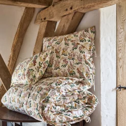 Housse de couette 240x220cm et 2 taies d'oreiller 63x63cm motif floral en coton lavé - orange