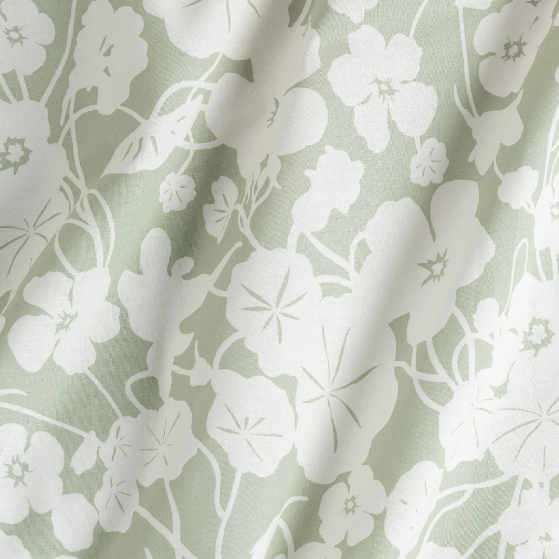 Housse de couette 240x220cm et 2 taies d'oreiller 63x63cm en coton motif floral - vert