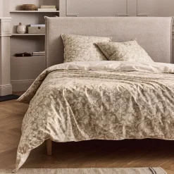 Housse de couette 240x220cm et 2 taies d'oreiller 63x63cm en percale de coton motif floral - beige