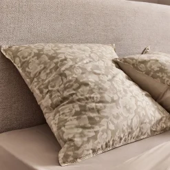 Housse de couette 240x220cm et 2 taies d'oreiller 63x63cm en percale de coton motif floral - beige