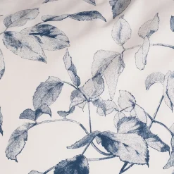 Housse de couette 240x220cm et 2 taies d'oreiller 63x63cm en percale de coton motif végétal - bleu