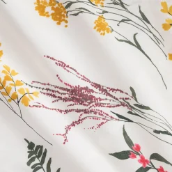 Housse de couette 240x220cm et 2 taies d'oreiller 63x63cm en percale de coton lavé motif floral - jaune