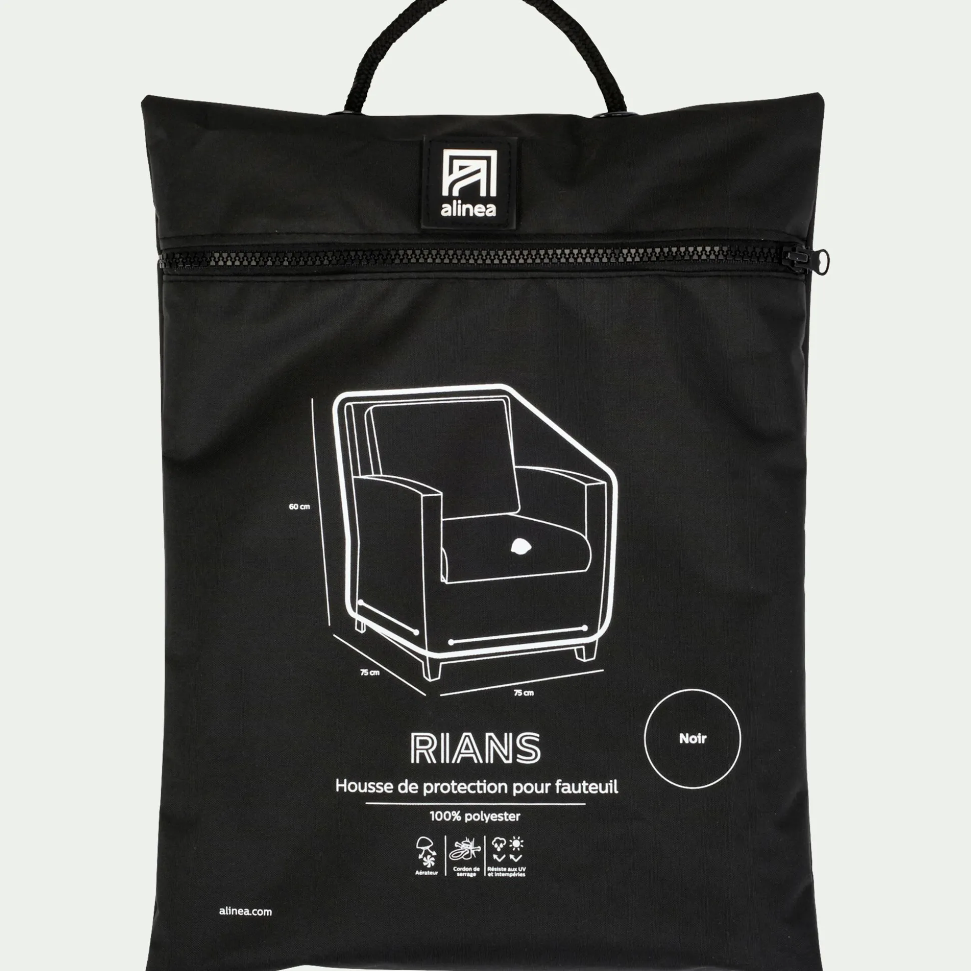 Housse de protection pour fauteuil de jardin (75x75xH60cm) - noir