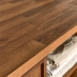 Ilot central de cuisine avec rangement en acacia L140cm - bois foncé