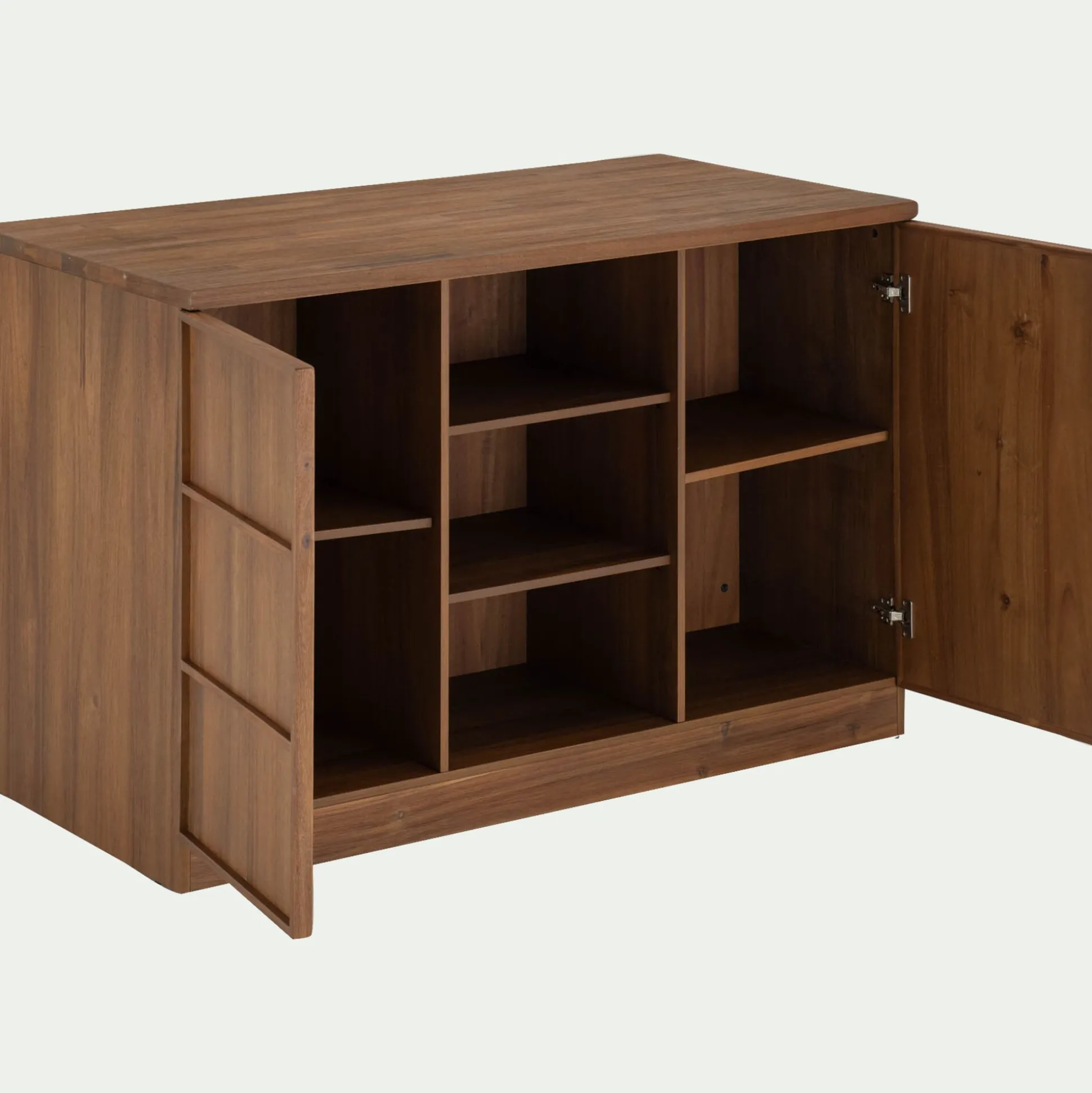 Ilot central de cuisine avec rangement en acacia L140cm - bois foncé