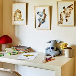 Image aquarelle encadrée famille de girafes - A4