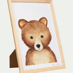 Image aquarelle encadrée ourson - A4