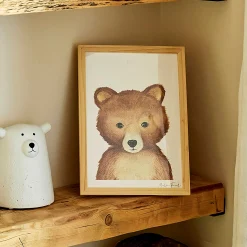 Image aquarelle encadrée ourson - A4