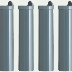 Jeu de 4 pieds de sommier cadre à lattes H22 cm - gris