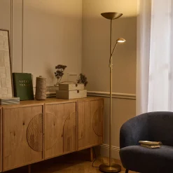 Lampadaire électrifié droit en acier H180cm - doré