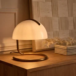 Lampe à poser design en acier et verre H25cm - blanc