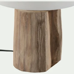 Lampe à poser en bois d'acacia - blanc D12xH39cm