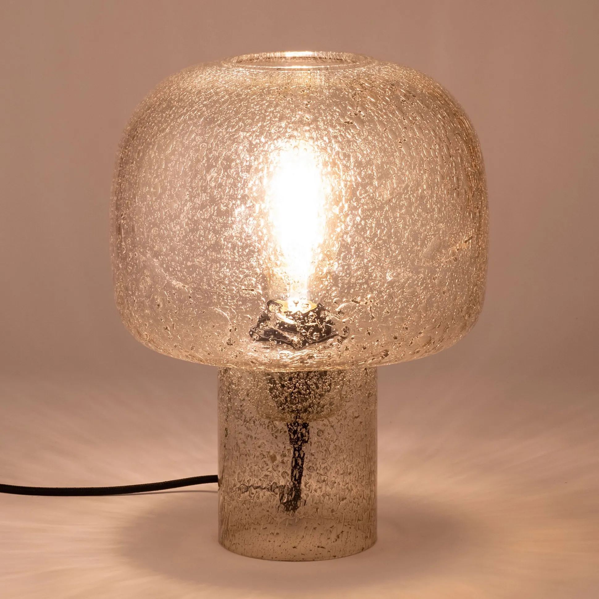 Lampe à poser en verre bullé D24cm - transparent