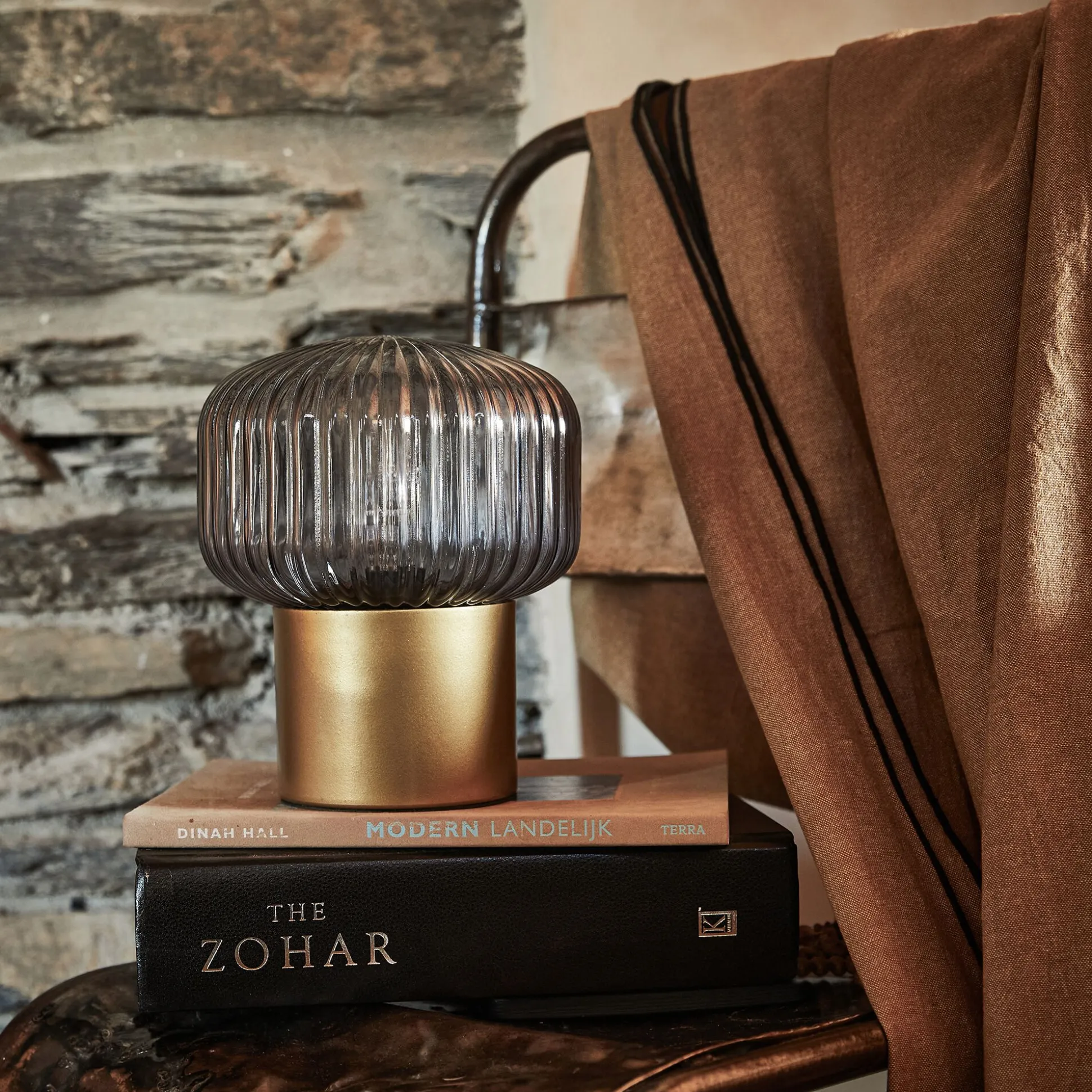 Lampe à poser en verre D16cm - doré