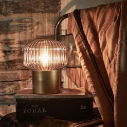 Lampe à poser en verre D16cm - doré