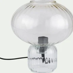 Lampe à poser en verre strié D27cm - transparent