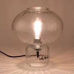 Lampe à poser en verre strié D27cm - transparent
