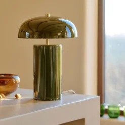 Lampe à poser électrifiée en porcelaine D23,2cm - vert