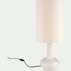 Lampe à poser électrifiée en céramique et coton H73cm - blanc