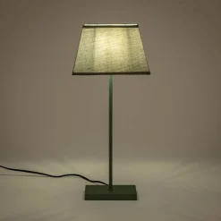 Lampe à poser électrifiée en coton - vert cèdre H47cm