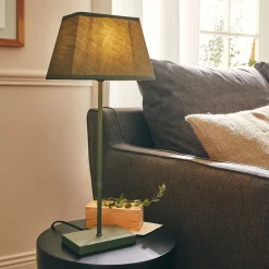 Lampe à poser électrifiée en coton - vert cèdre H47cm