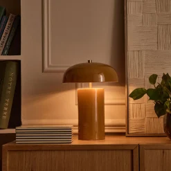Lampe à poser électrifiée en porcelaine D23,2cm - jaune