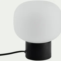 Lampe à poser électrifiée en verre et en fer - noir