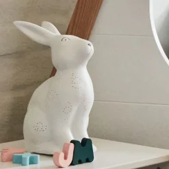 Lampe à poser électrifiée forme lapin en porcelaine H26,5cm - blanc