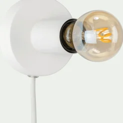 Lampe applique en métal blanc D10xH9cm