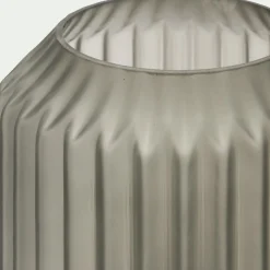 Lampe de table en verre et acier H17cm - gris