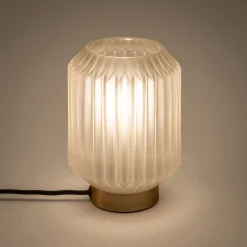 Lampe de table en verre et acier H17cm - blanc