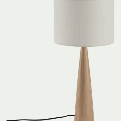 Lampe en bois clair et coton - noir
